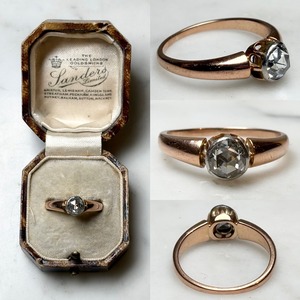 antique c1900 French 18ct gold rose-cut diamond ring