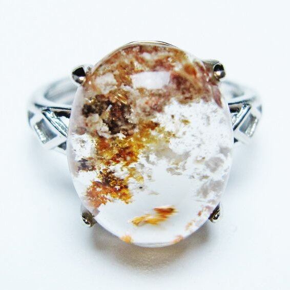 ガーデンクォーツ 指輪 ガーデン水晶 リング フリーサイズ 14号 一点物 メール便可 [M便 1/20] 115-6922