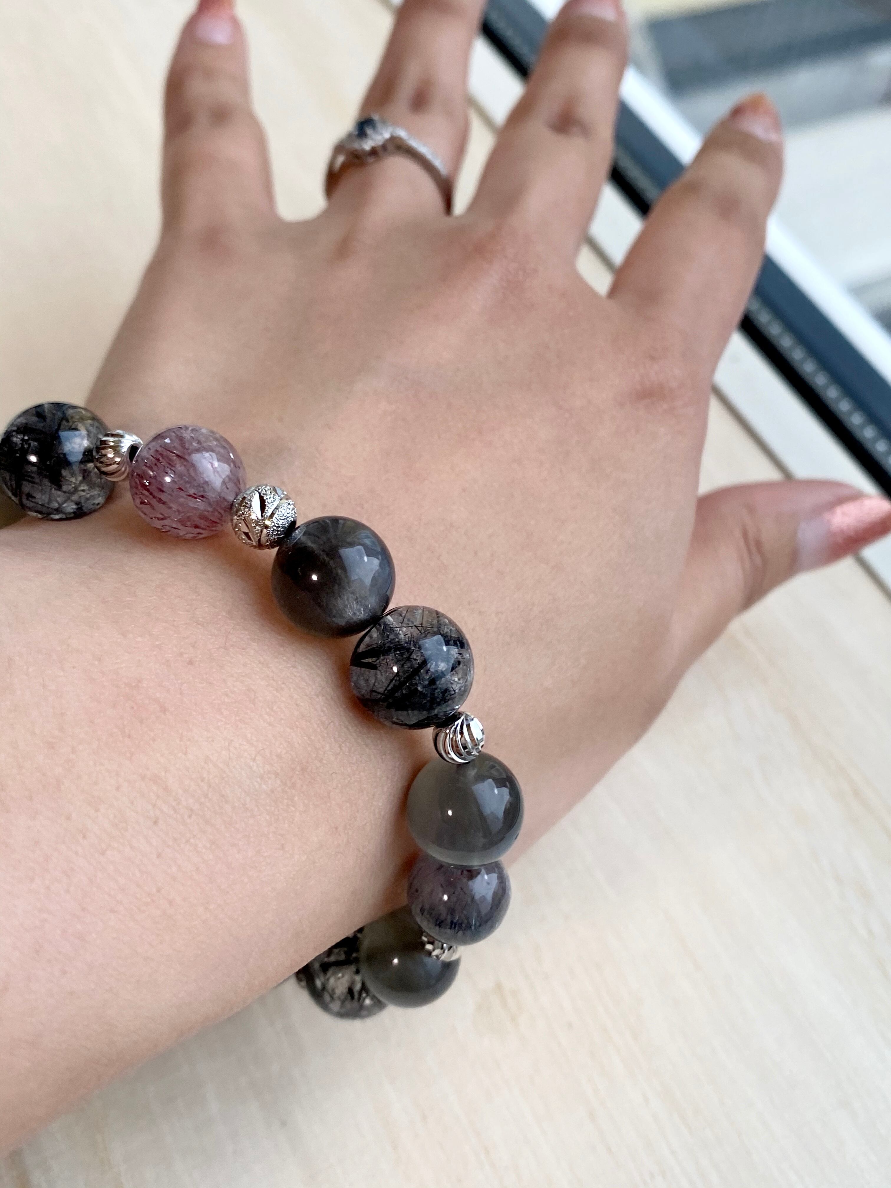 ブラックムーンストーン×ブラックルチルクォーツ×スーパーセブン ブラックムーンストーン×ブラックルチルクォーツ×スーパーセブン