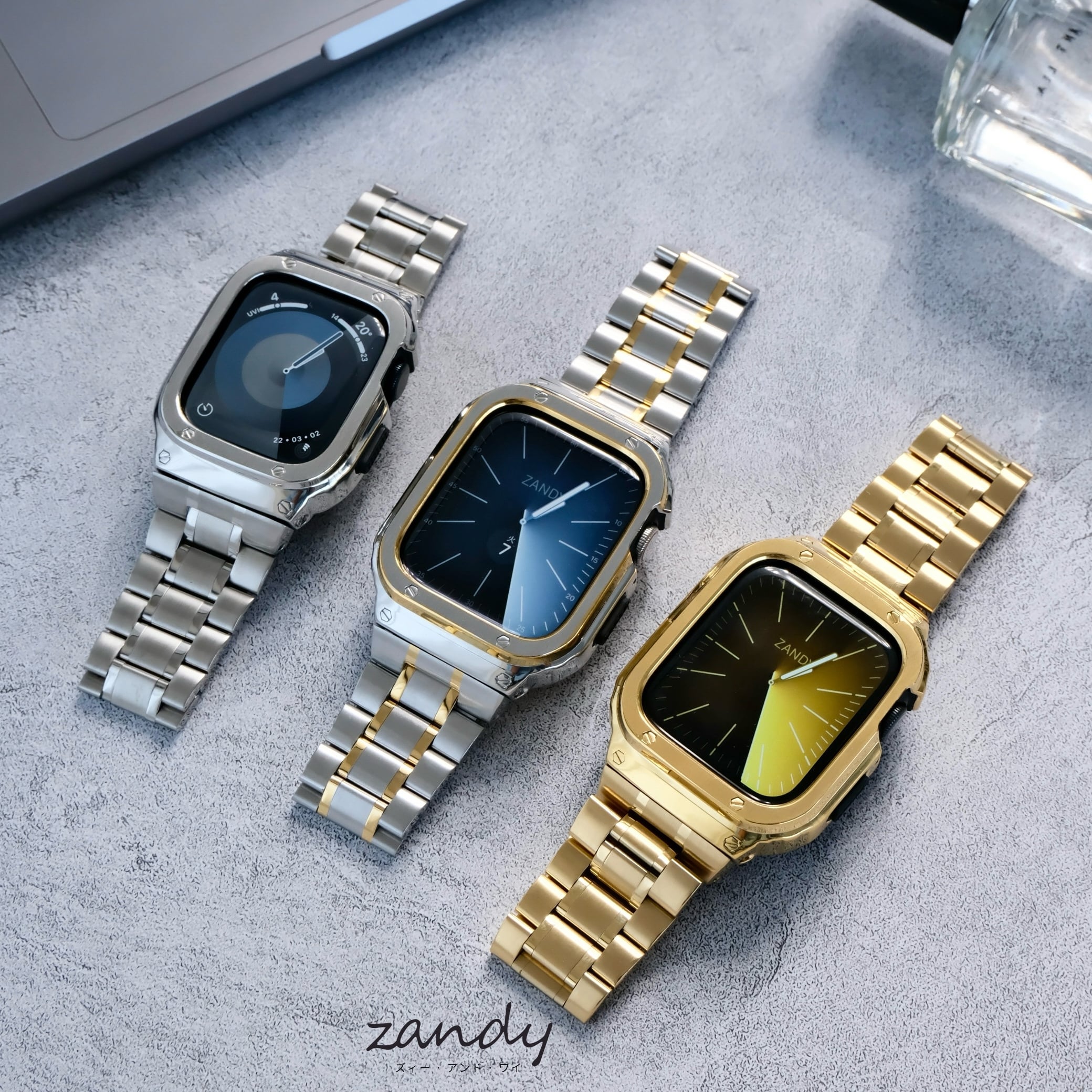 Apple Watch バンド ステンレス ケース一体型 44mm - 時計