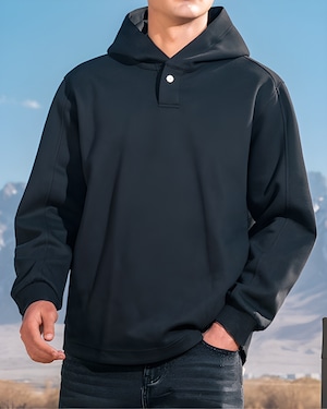 ボタン付 プルオーバーパーカー 5色 E0147