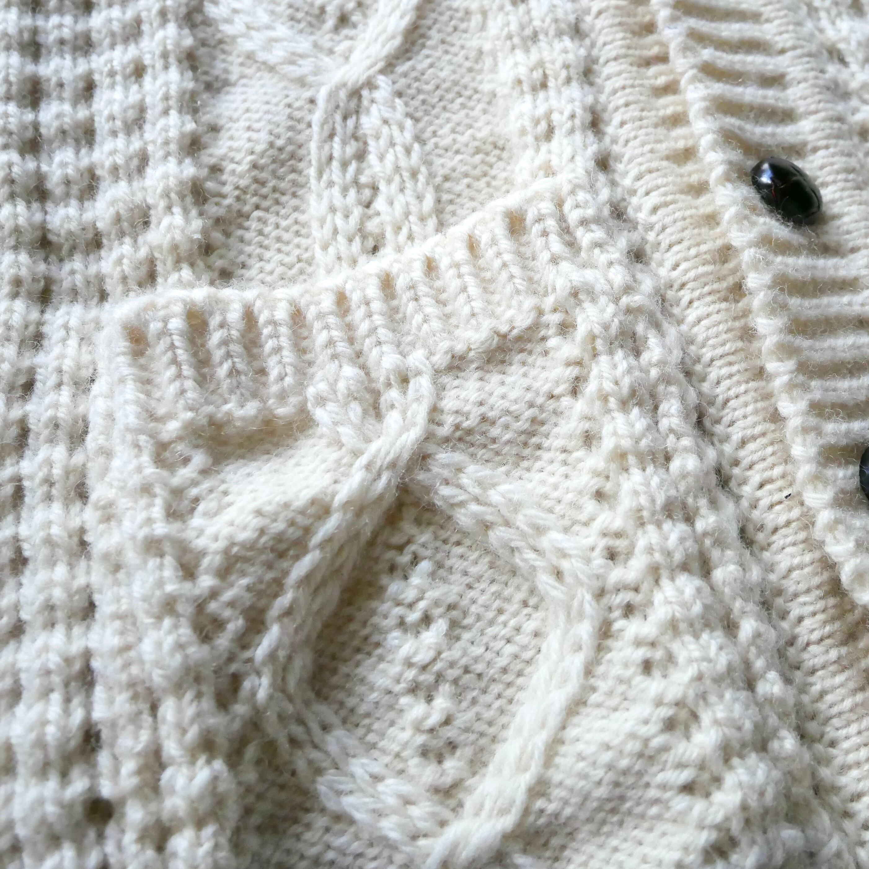 Made in lreland ivory fisherman knit cardigan アイルランド製