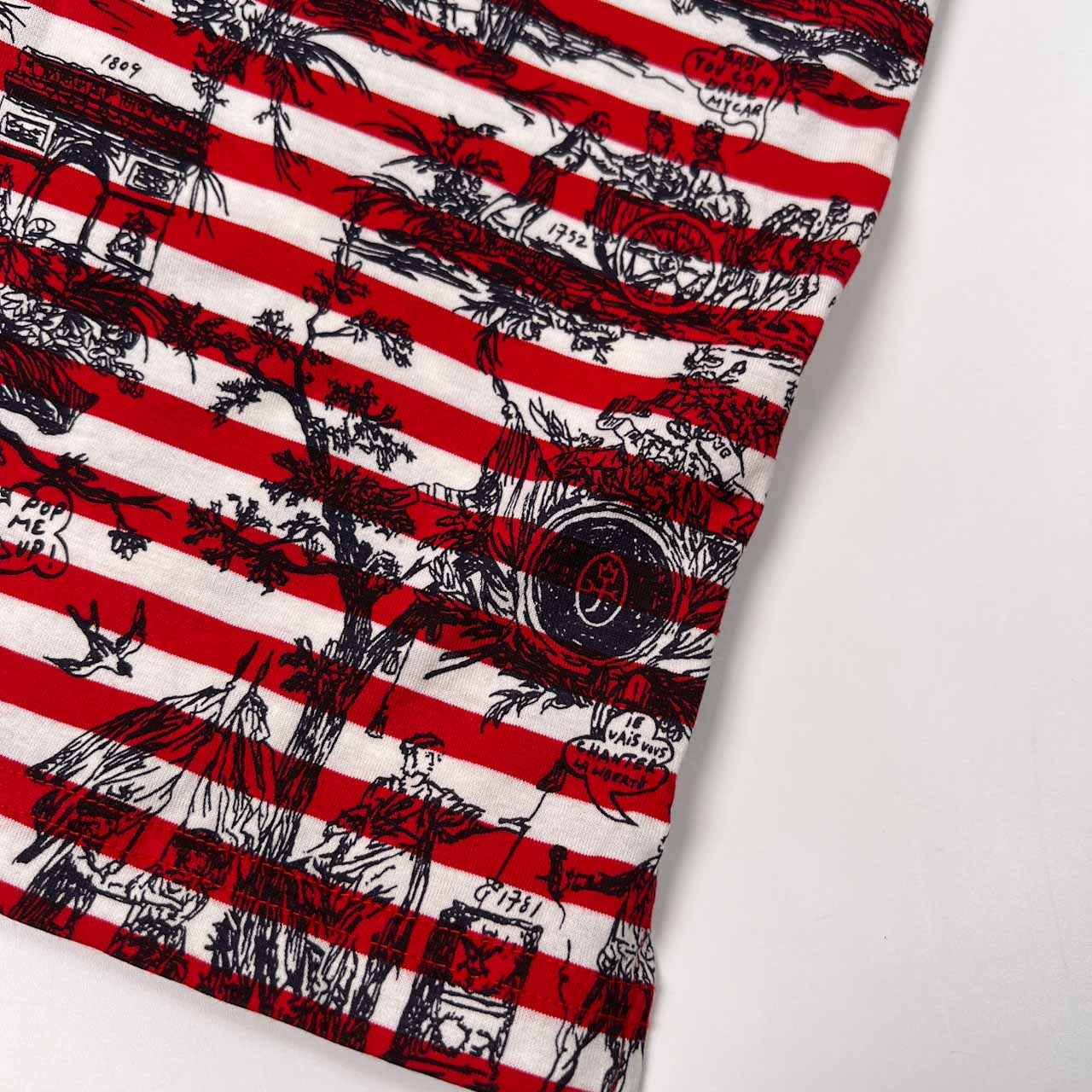 CASTELBAJAC カステルバジャック 総柄 ボーダー柄 半袖 ポロシャツ サイズ 3 /メンズ/ライカ/日本製/レッド×ホワイト