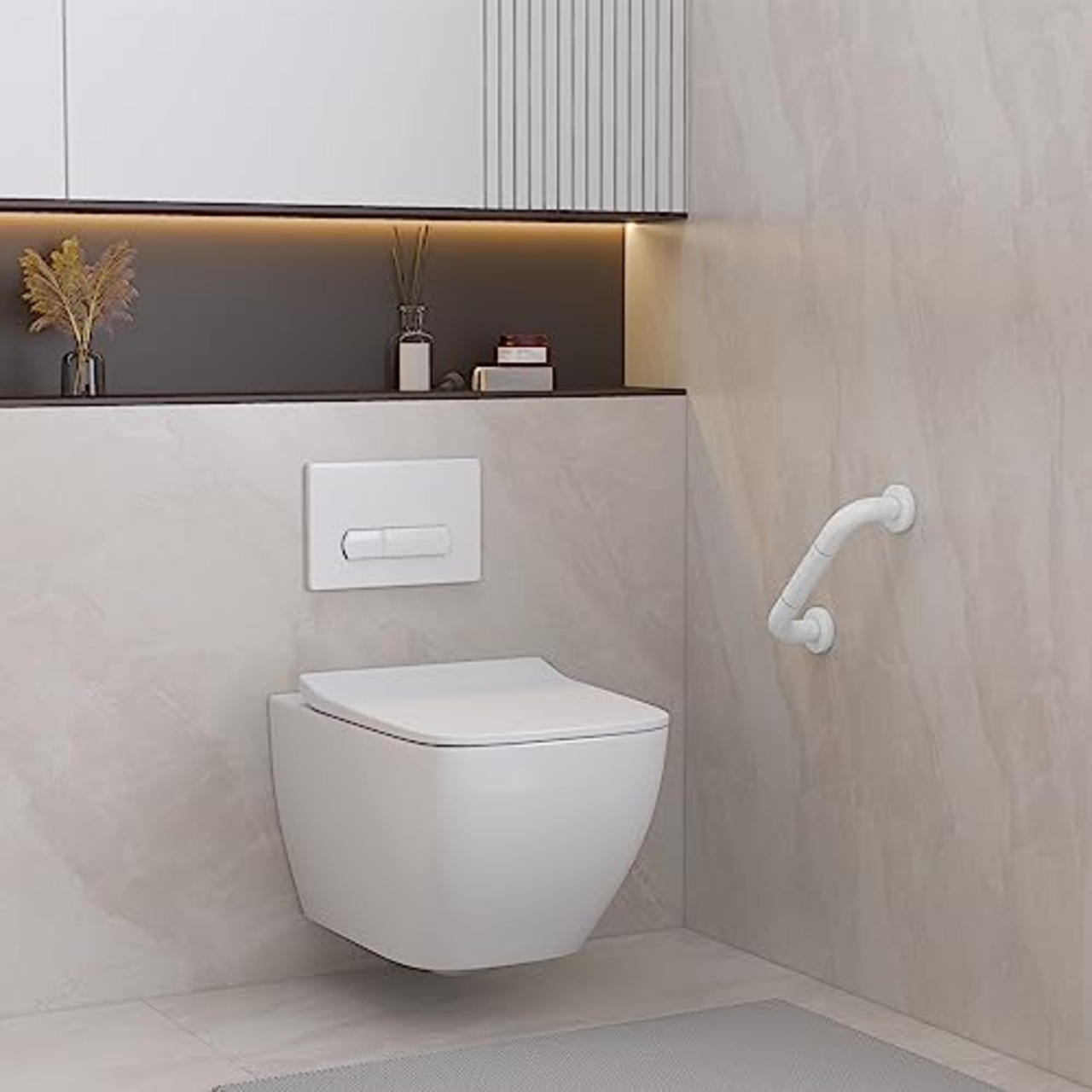 風呂 手すり 60cm 浴槽手すり トイレ用手すり 浴室 立ち上がり補助 穴あけ必要 滑り止め 転倒防止 トイレハンドル 夜光 静電無し 取っ手 耐荷重150kg(2個セット, 60cm)