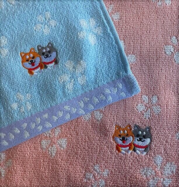 柴犬の刺繍 ミニタオルハンカチ | 和音