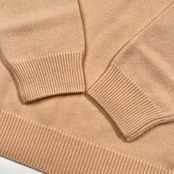 カシミヤ混 PAPAS パパス ヘンリー ウールニットセーター サイズ L /ペールオレンジ系/メンズ/日本製