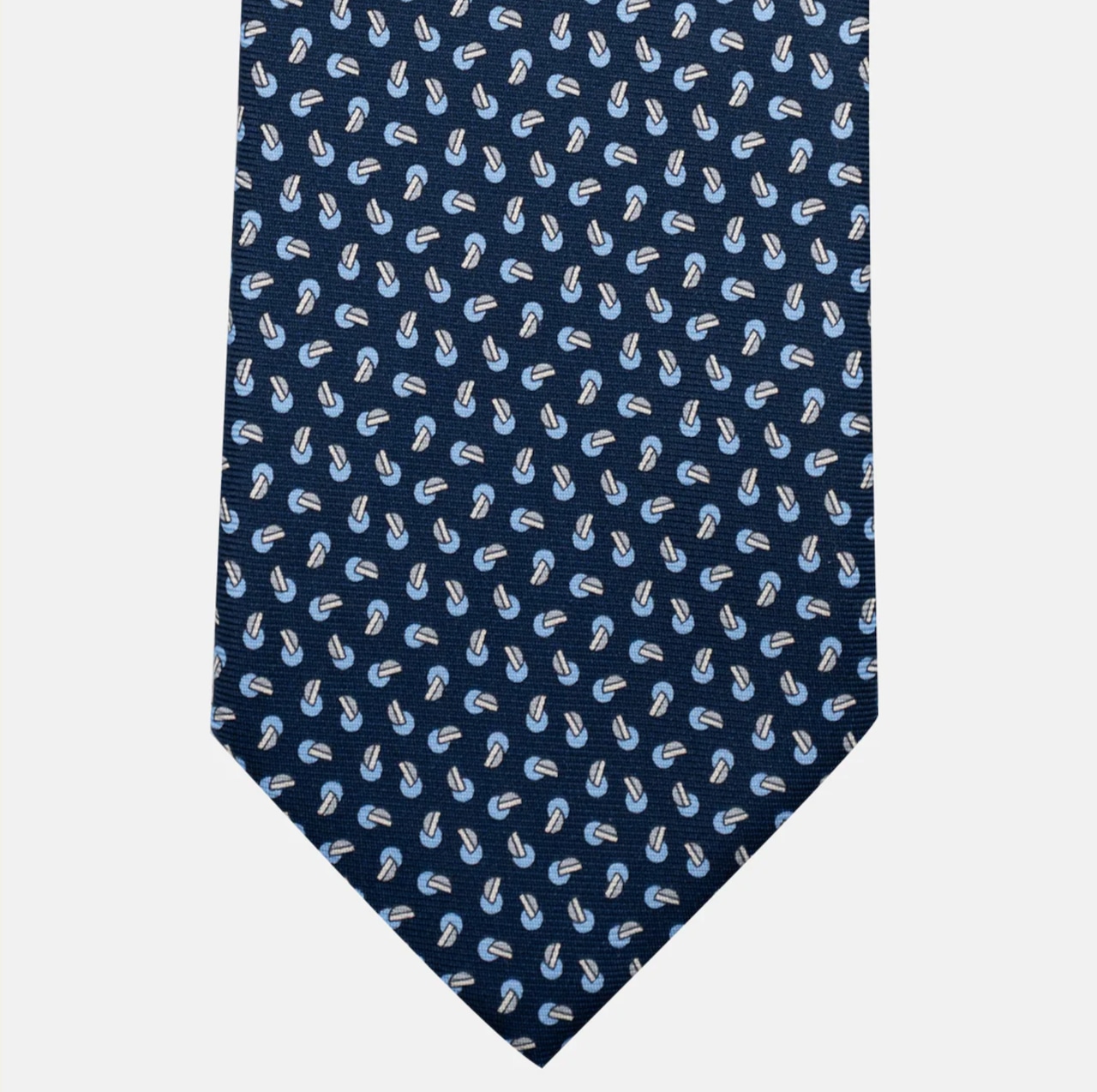 3-Fold Silk Tie, Micro Pattern, Blue and Grey - JA056129-15