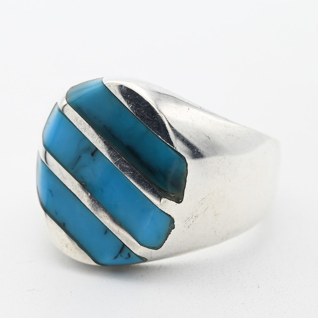 Regimental Line Turquoise Wide Ring #18.0 / Mexico