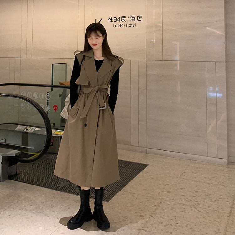 満足度99% 中・長セクション ベスト トレンチコート 気質 ファッション シンプル 新品