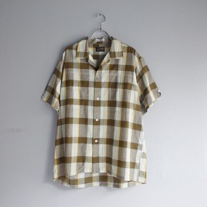 【VINTAGE】"BUD BERMA" 60's~  Made in JAPAN Check Pattern Open Collar Shirt s/s