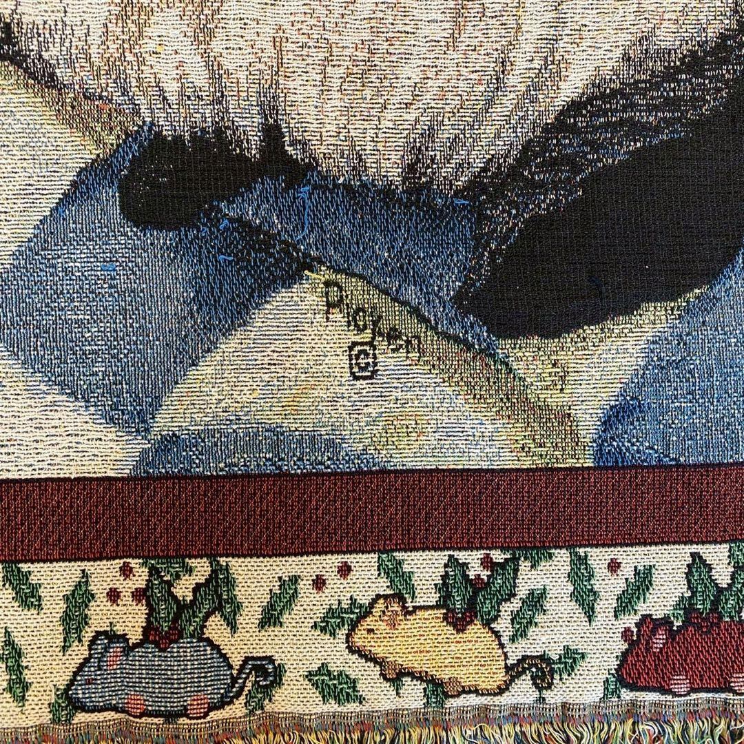 美品】猫柄 ゴブランラグ ヴィンテージ 大判 タペストリー 162×117
