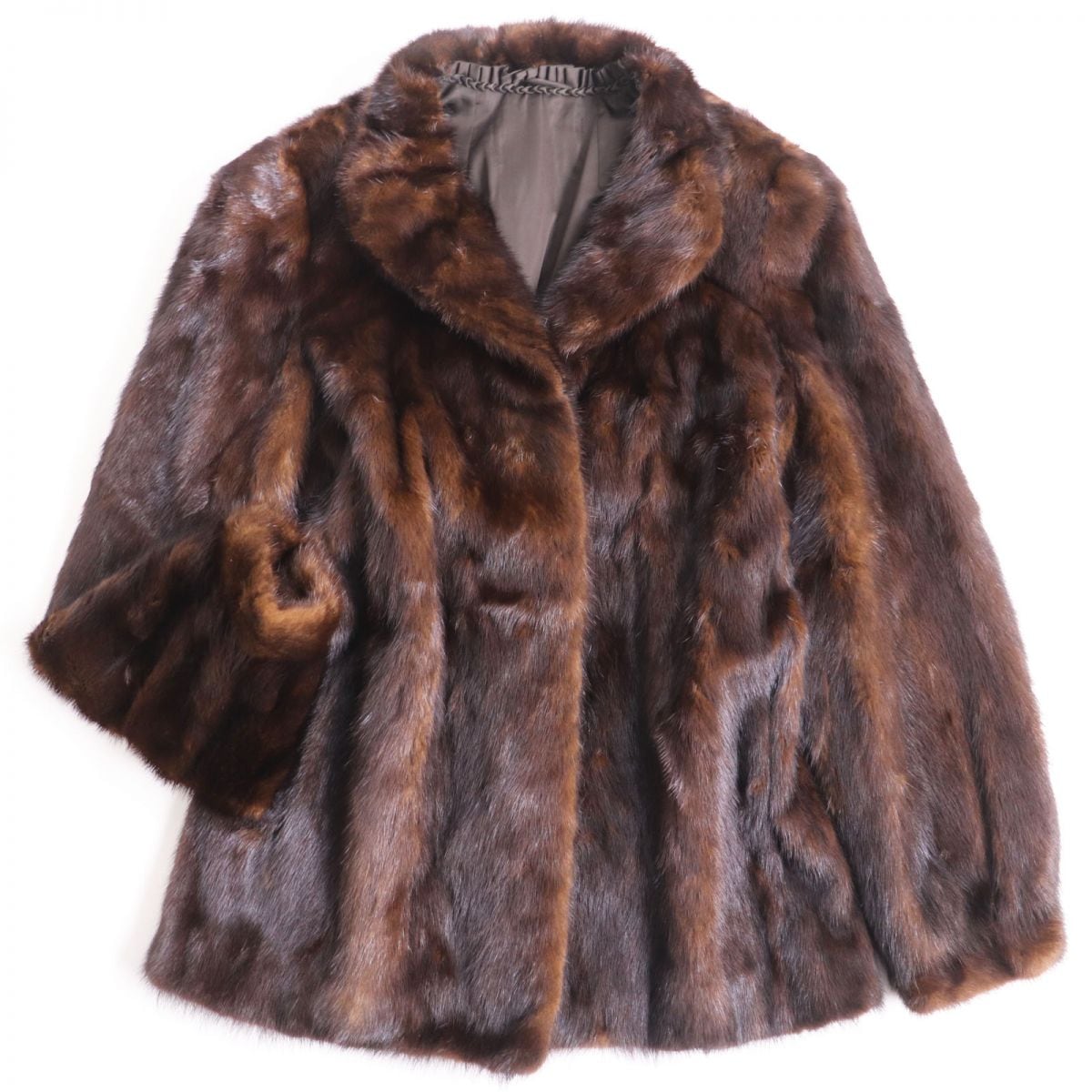 美品●MINK ミンク 本毛皮ショートコート ジャケット ブラック 大きめサイズ15号 毛質艶やか・柔らか◎