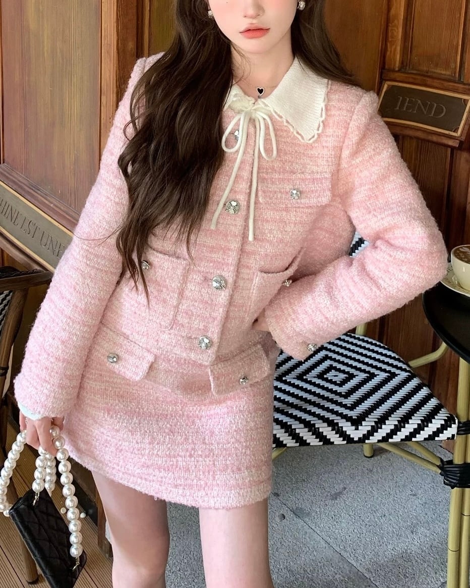 ピンクツイードレディセットアップ 25W08185