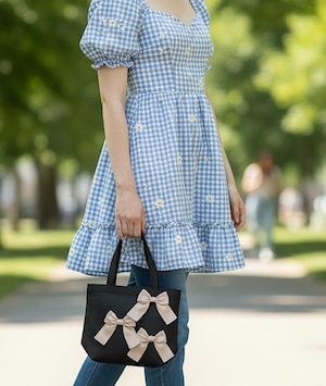 CLOSE SALE★bg021- キャンバストートS《サテンリボン正面3P》