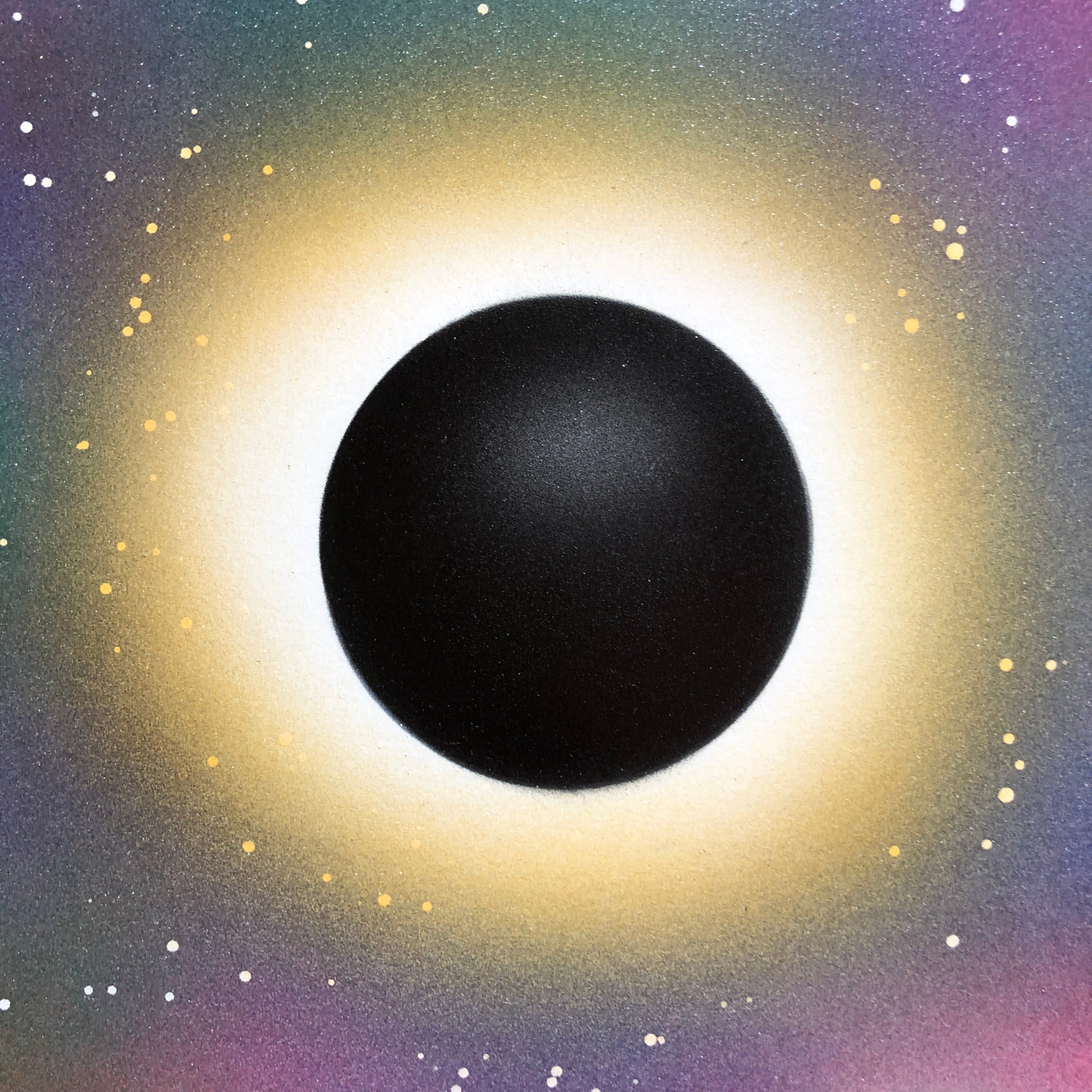 宇宙銀河系太陽エネルギー　黒丸ブラックホール天之御中主神　瞑想用高波動絵画スピリチュアルエナジーアート