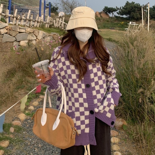 スタンダードセーター オータムウィンタールーズ薄手スタイルニットトップス レトロ 秋物 冬物 パープル YY-ファッション96096931603