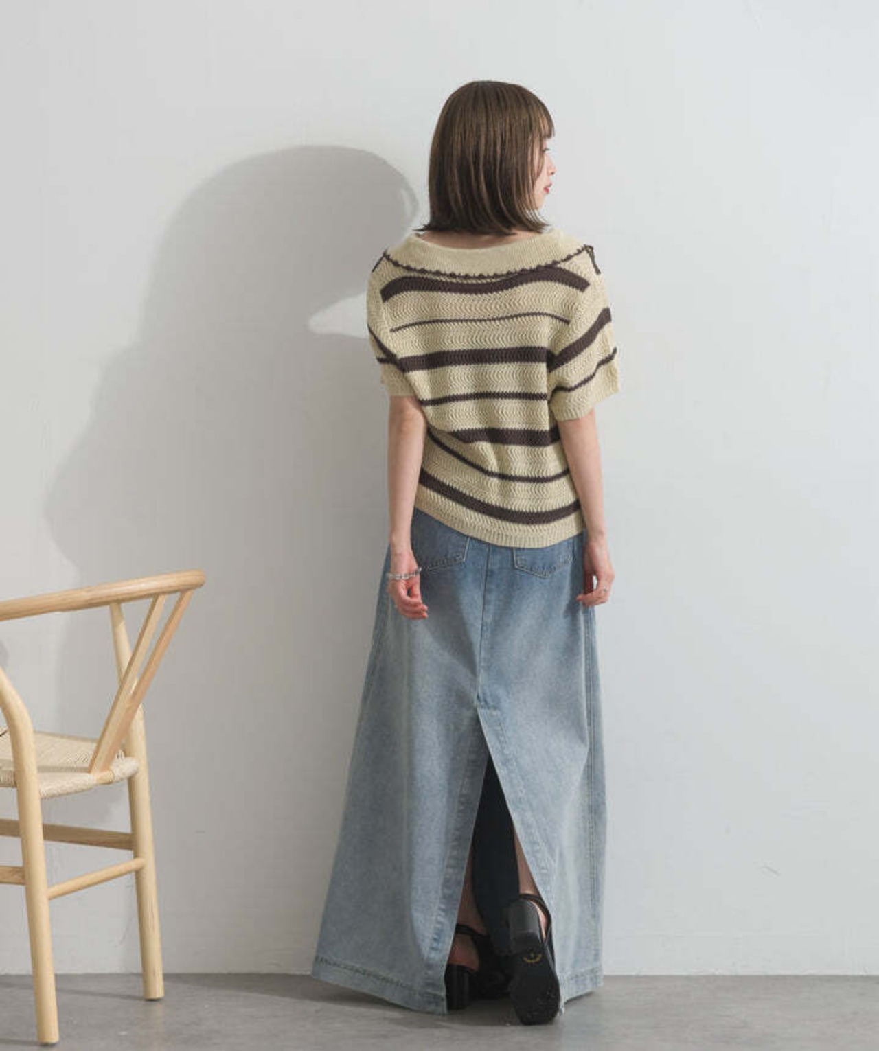 2603006 メッシュボーダーポロニット beige