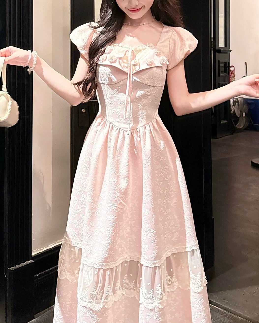 ジャガードリッチレースフラワーワンピース 2508595