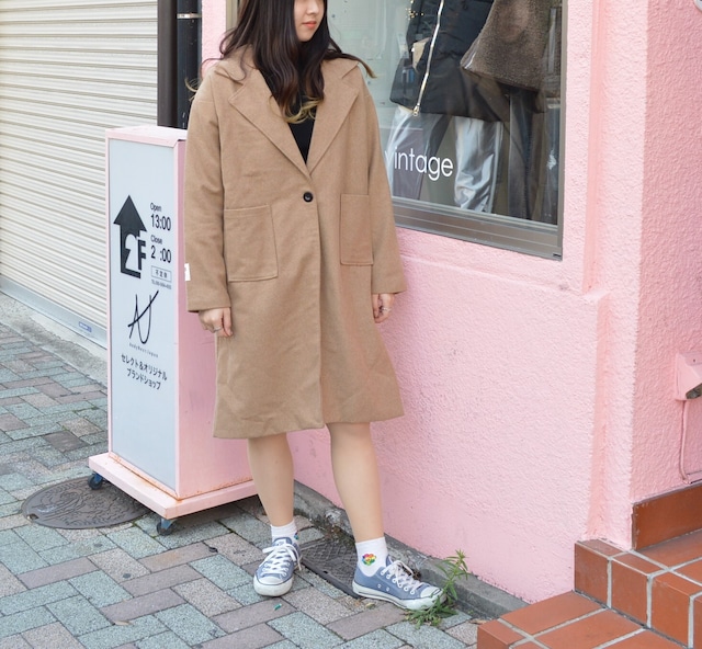 ワンボタンコート ウールコート 韓国 韓国ファッション 