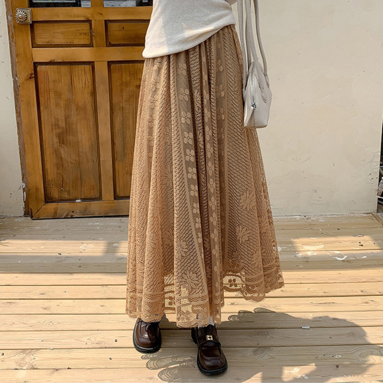 フラワーレース フレア ロング スカート 10294