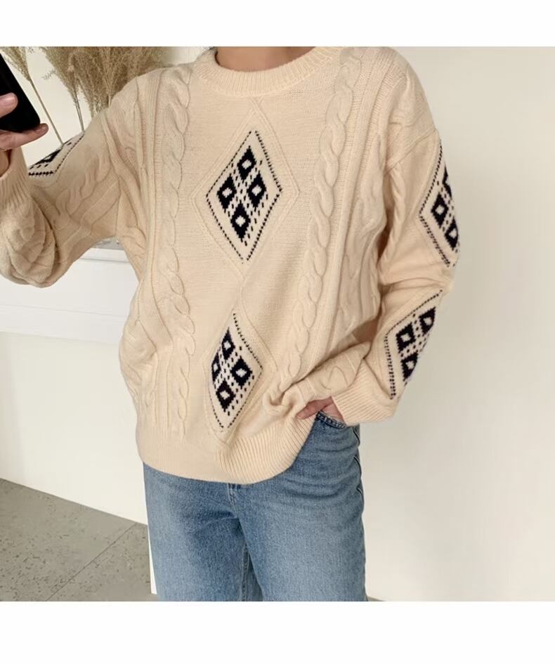 ケーブル編み　柄ニット　AJ1079-8075