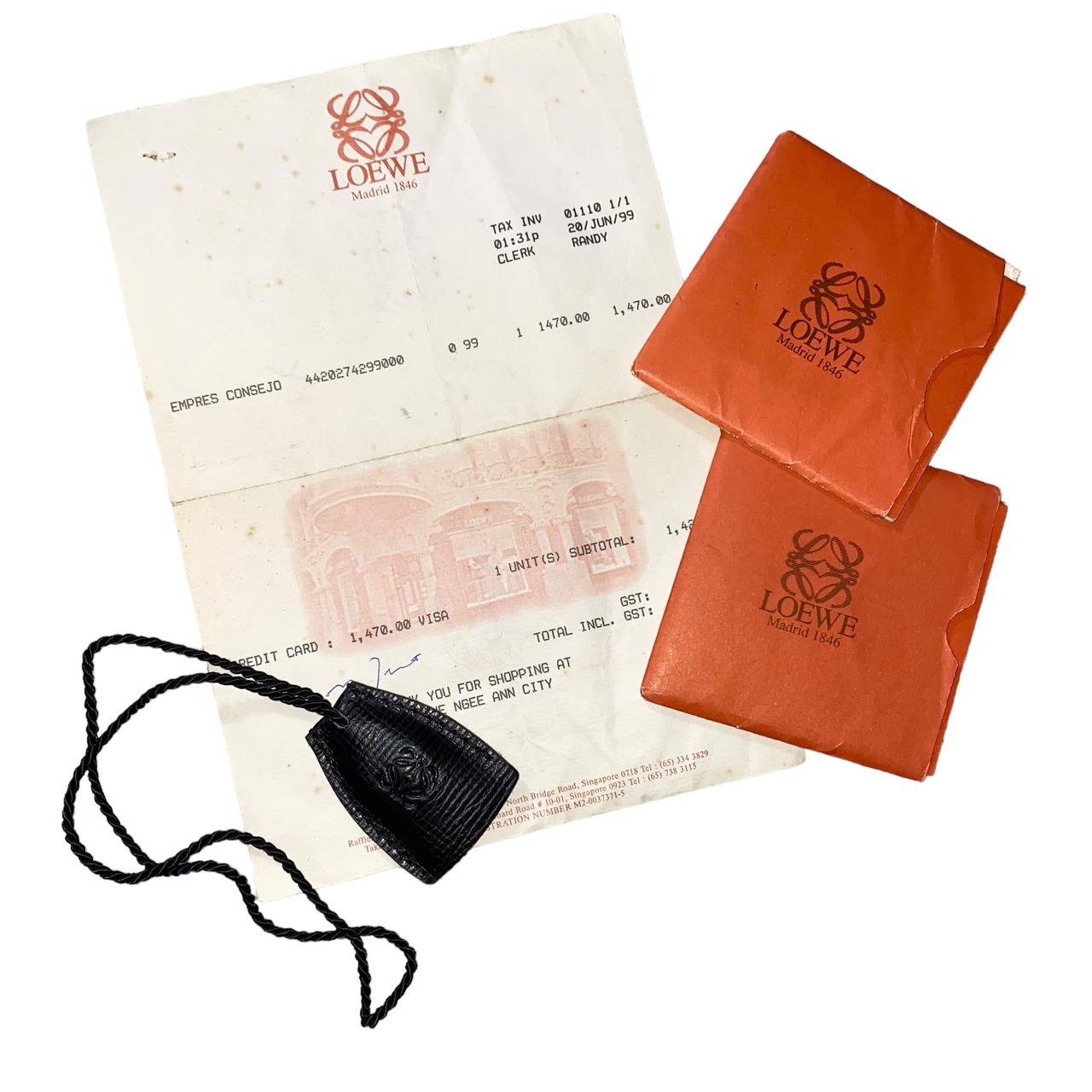 vintage LOEWE black leather briefcase