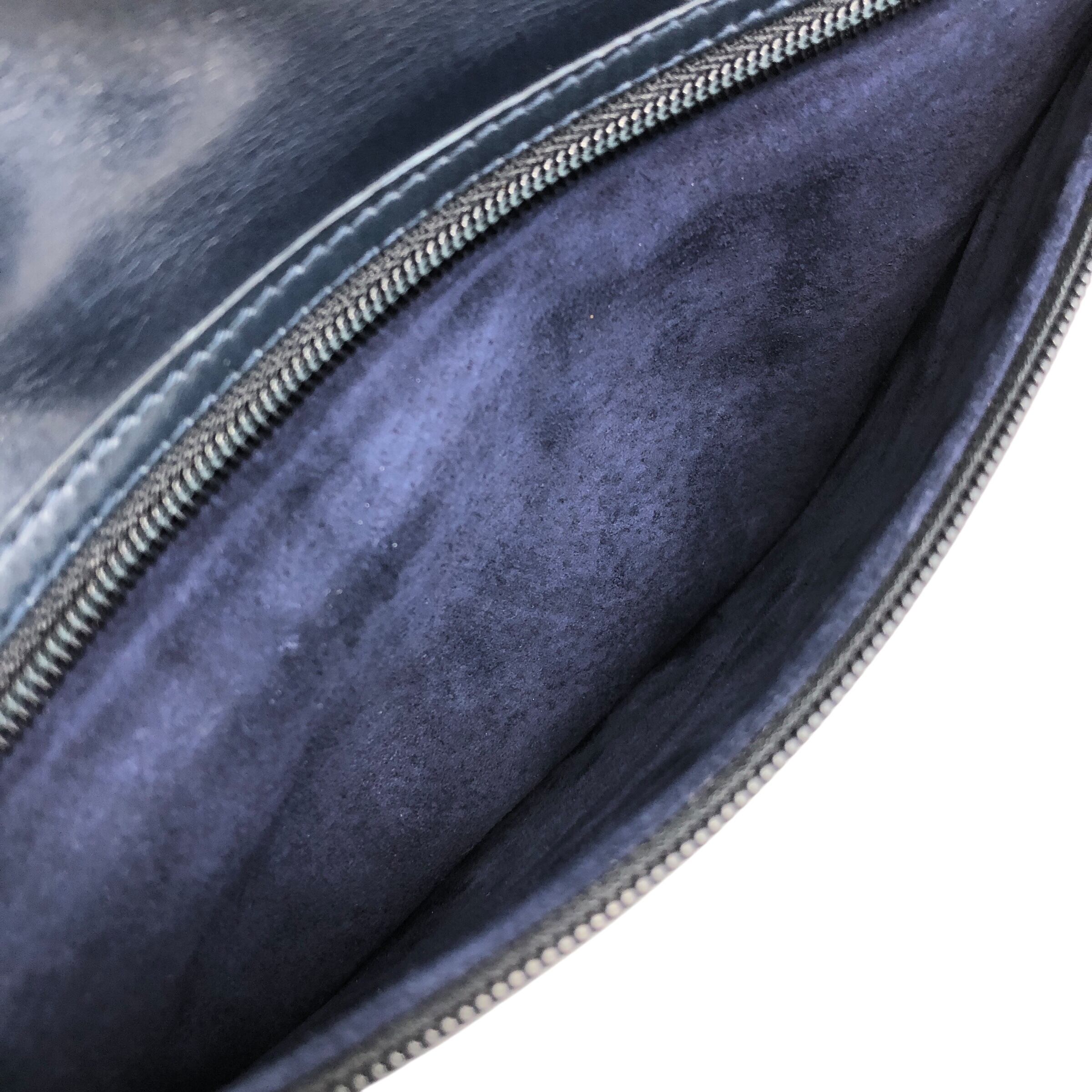 GUCCI グッチ ショルダーバッグ ネイビー ロゴ レザー vintage