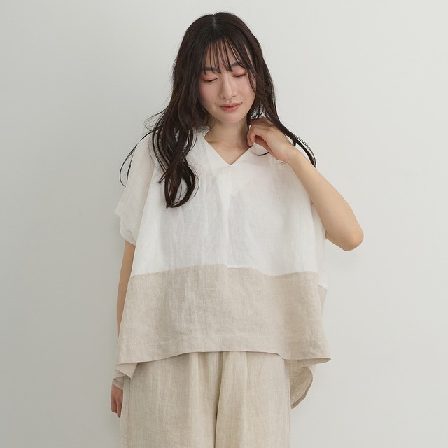 【予約商品】リネンバイカラーブラウス / 862109