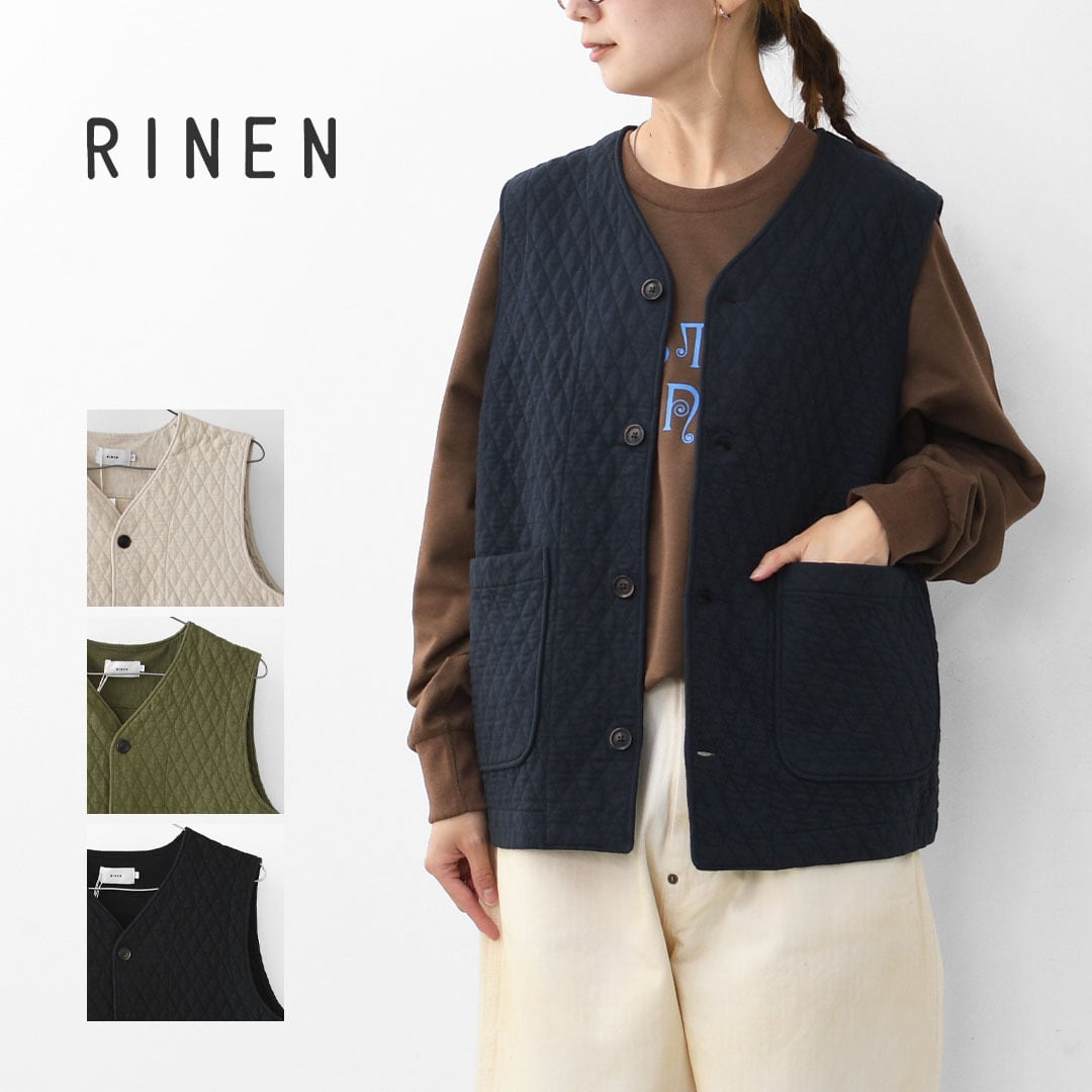 RINEN [リネン] 30/1オーガニック天竺ダイヤキルティング ベスト