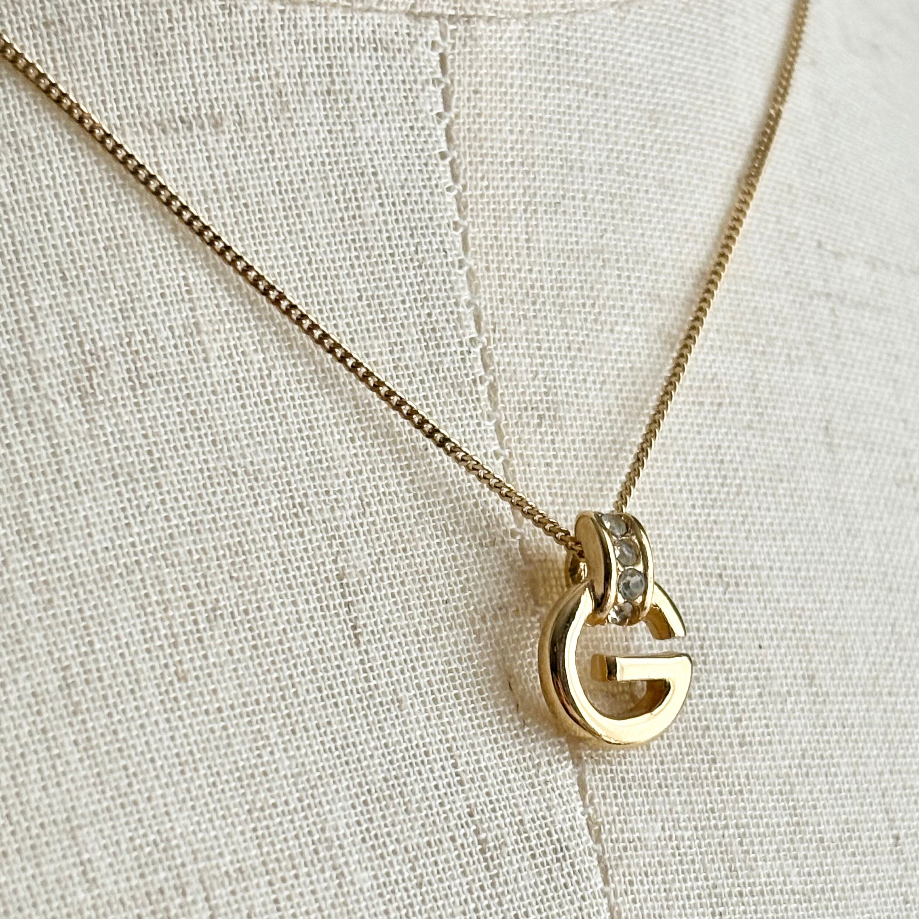 Givenchy vintage logo rhinestone gold necklace ジバンシー