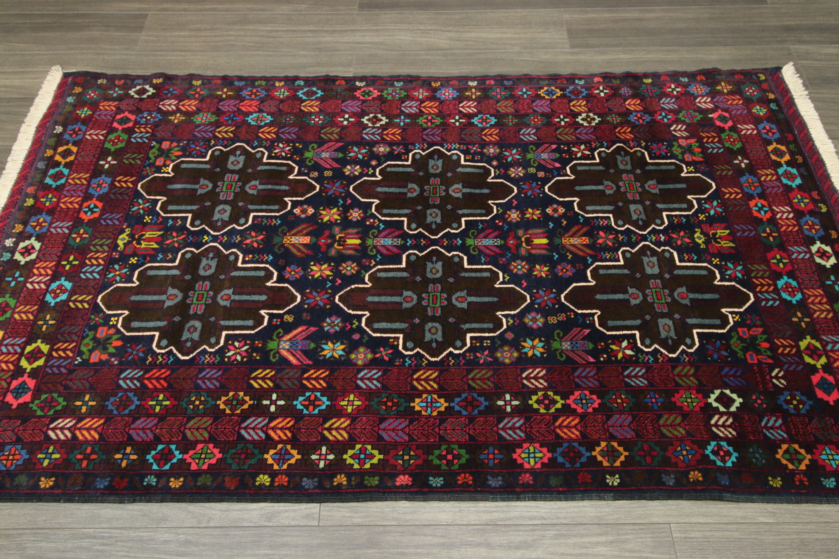 アフガン絨毯 113x194cm ＃141 ペルシアンバルーチ族 トライバルラグ