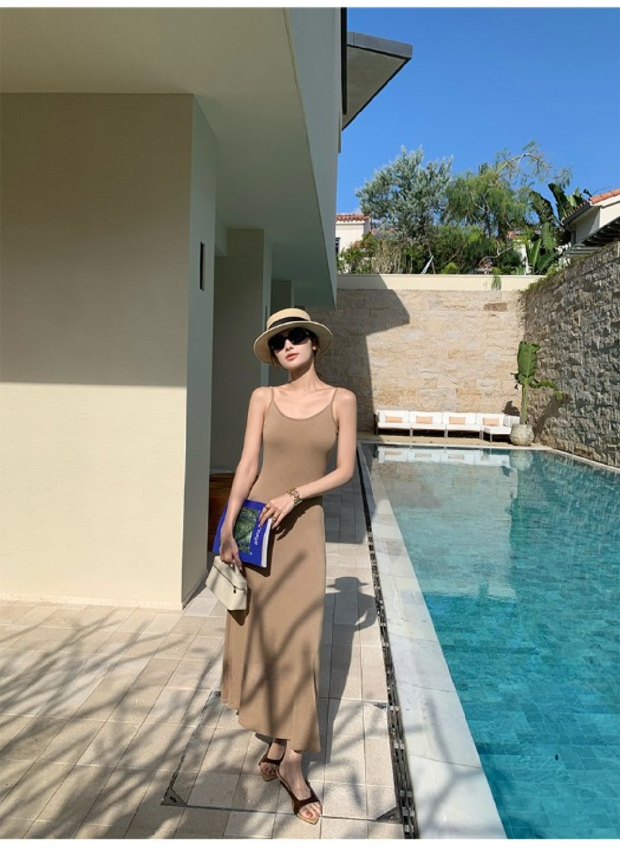 Shawl and sleeveless dress set up【H00082】