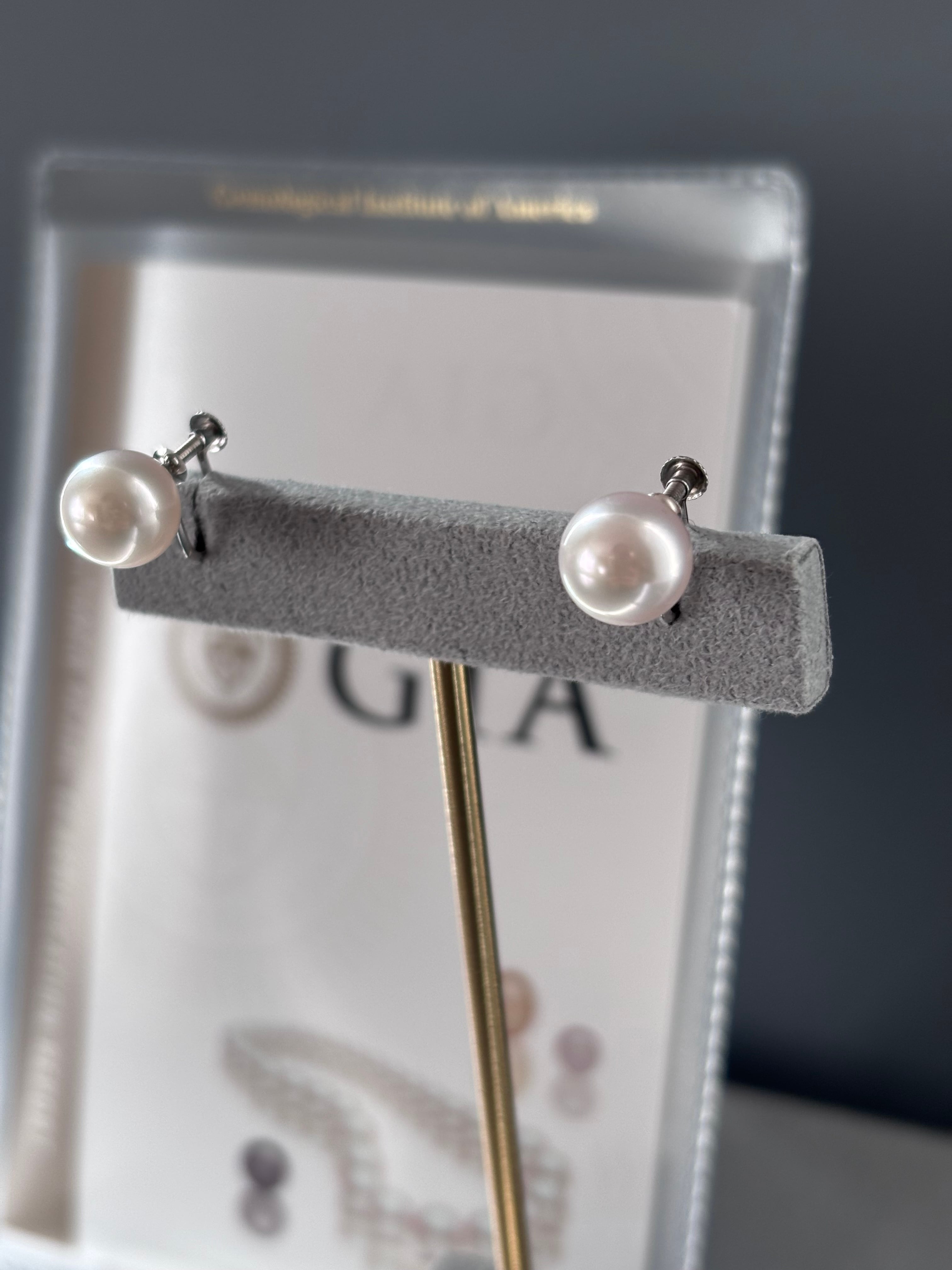 アコヤ真珠 9mm 一粒イヤリング（Pt900・ねじ式） | NEU & TIM