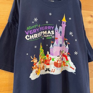 【Hanes】Disny ディズニーランドリゾート 半袖 Tシャツ Xmas ミッキー XL ビッグサイズ US古着 アメリカ古着