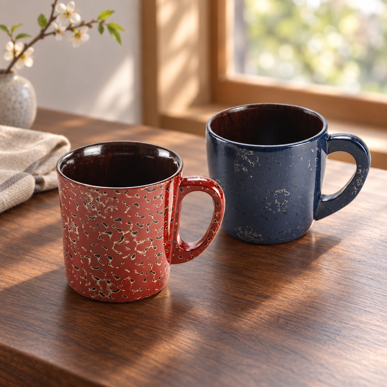 津軽塗 夫婦マグカップ「茜・藍」|小林漆器・結婚祝いの漆器ギフト