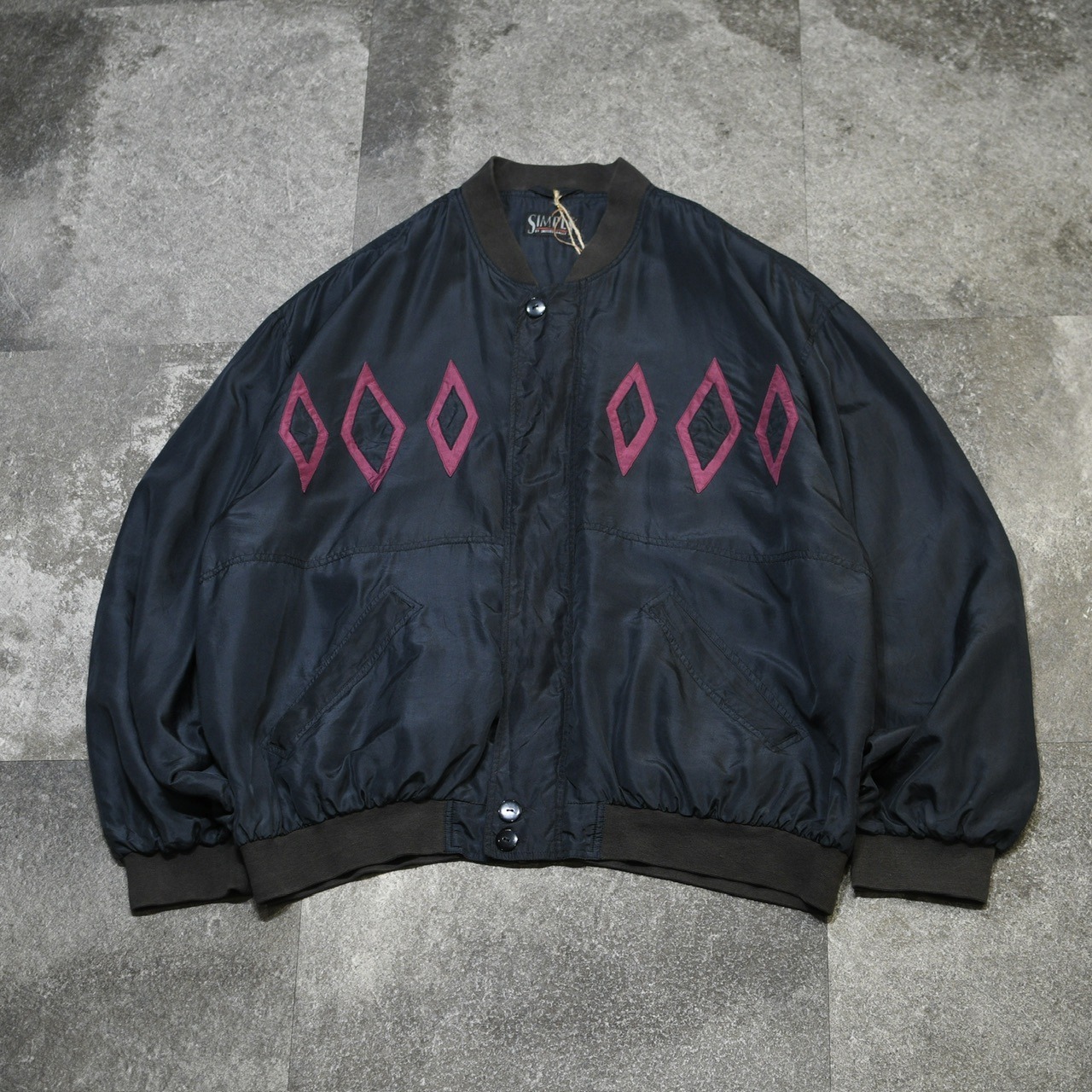 argyle switching design silk blouson