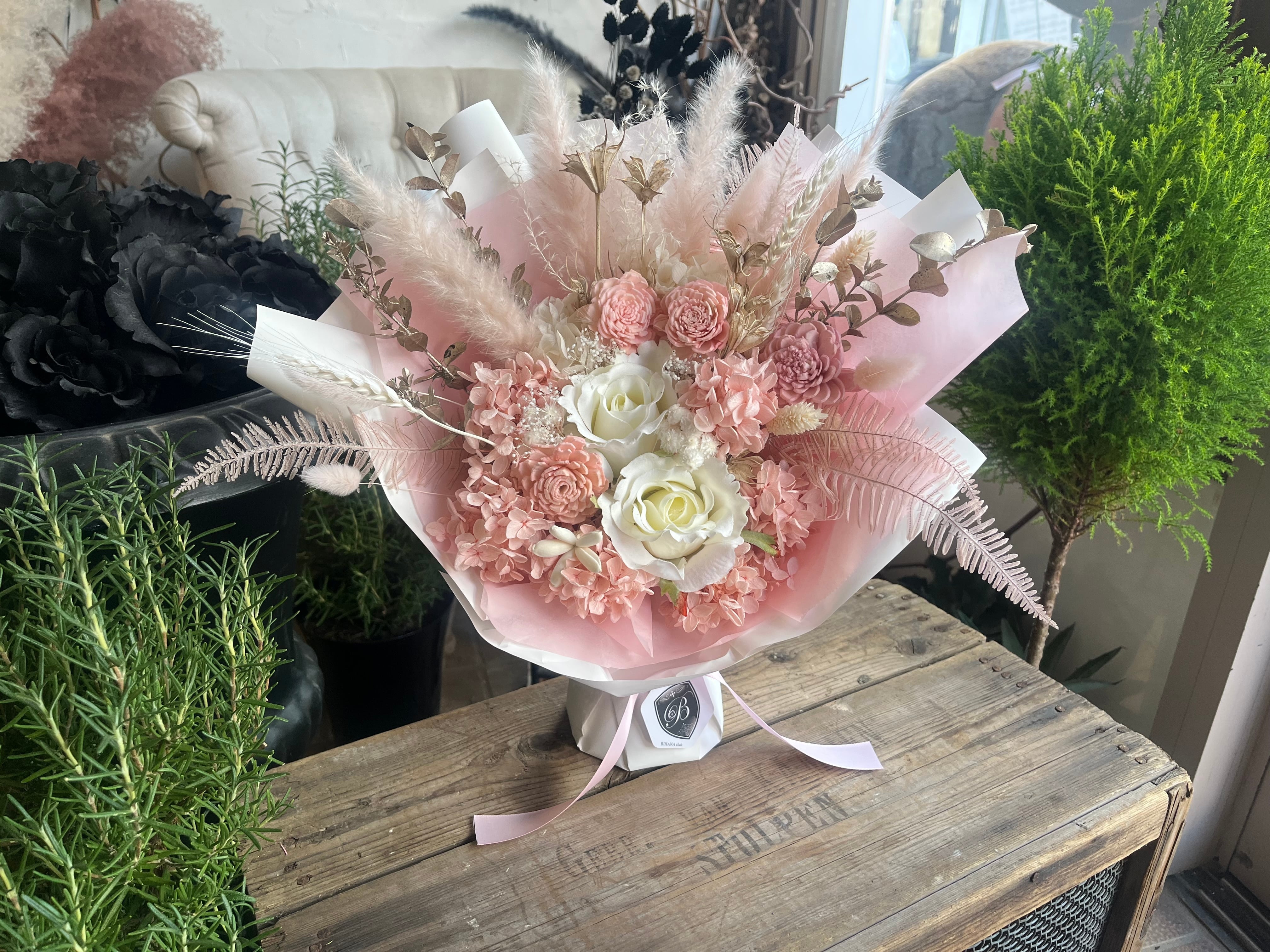 プリザーブドフラワー スタンディングブーケ（自立型）ブルー