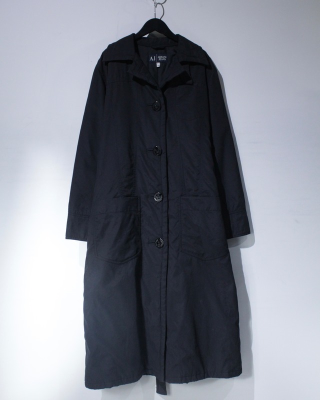 【Caka BLACK】“ARMANI JEANS” Stand Collar Gimmick Long Coat