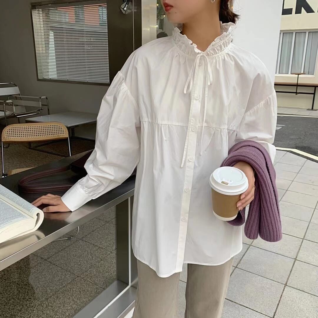 フリルネック スモックブラウス　AJ2205-1132