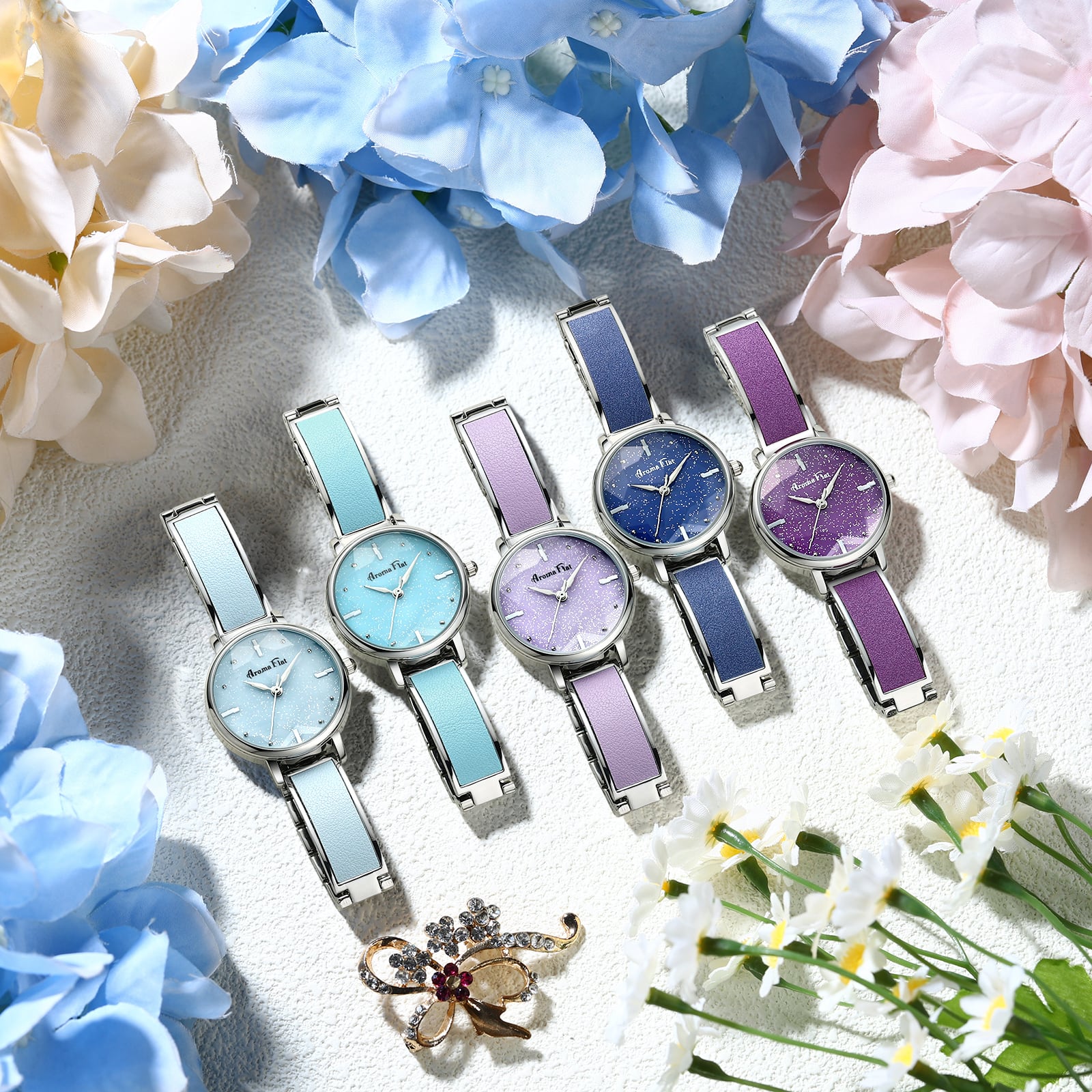 【ジャンク】レディース腕時計3点セット AromaFlat AF-Z1033 Scooping Star(Ash Blue) 腕時計 レディース