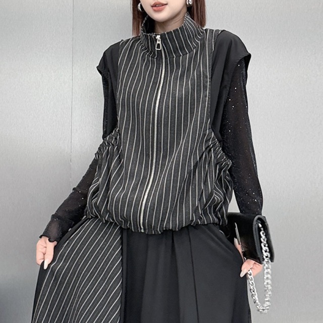 Pinstripe zip vest setup C1627