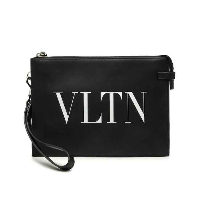 ヴァレンティノ ロックスタッズ VLTNロゴ クラッチバッグ セカンドバッグ ブラック レザー レディース VALENTINO 中古