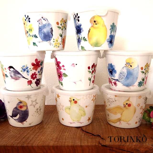 陶器製 飲料保存容器 野生の鳥デザイン ボウル 保存容器 （80羽の中からお好きな鳥・インコを選べます） | PAY ID