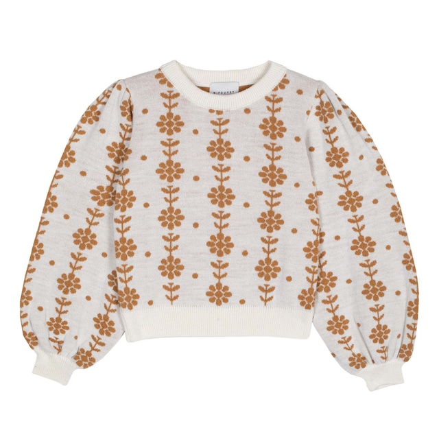 MIPOUNET／WOOL BRAIDED FLOWER SWEATER