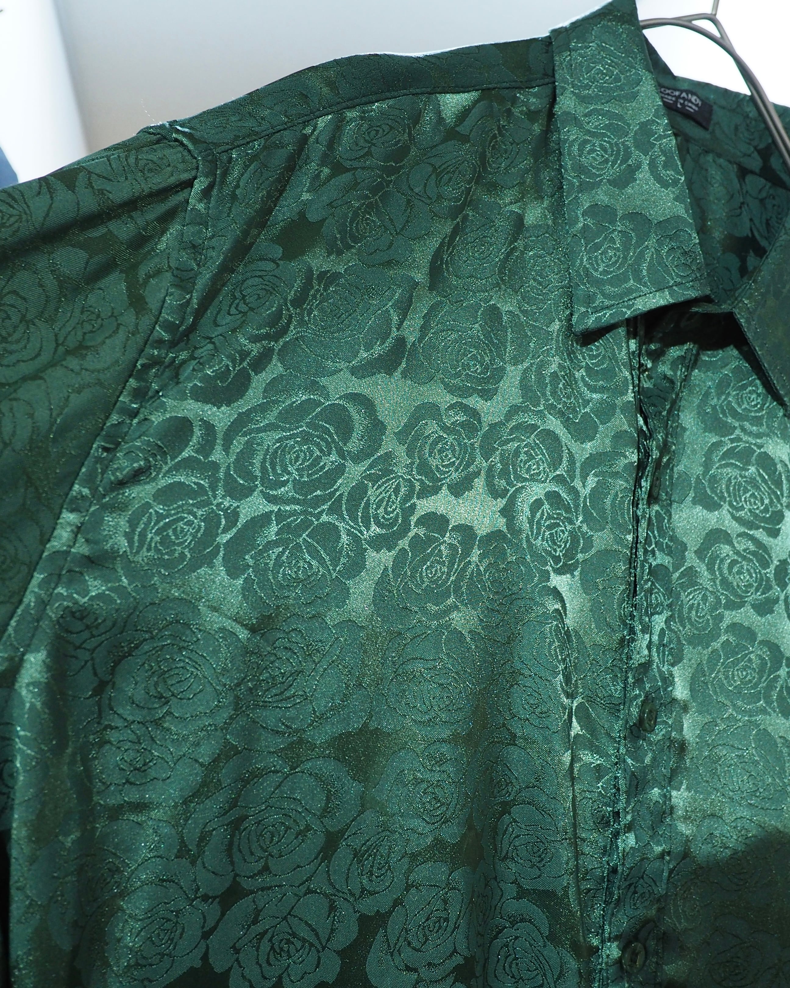 Beautiful Rose Flower Glossy pattern Drape loose Dress shirt