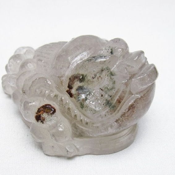水晶 手彫り-卓上置物-キンセン-金蟾 ガーデンクォーツ 一点物 154-87