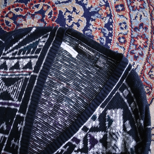 dark tone geometry pattern 3b loose silhouette cardigan