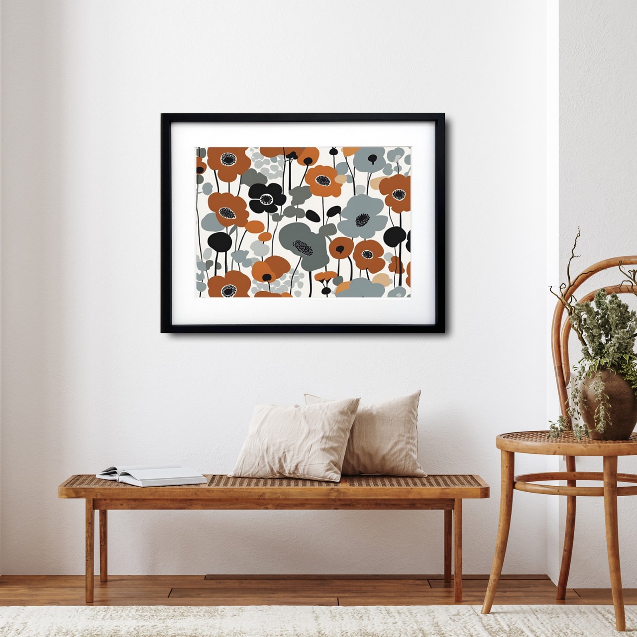 Utopia｜北欧カラーが咲き誇るボタニカルフラワーアートポスター｜色彩と穏やかさが調和する癒しのインテリア空間A3ポスター