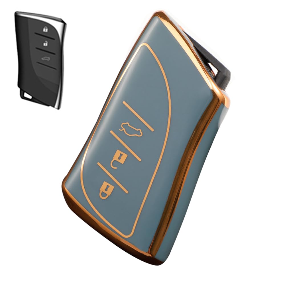 【人気】キーケース レクサス 用 スマートキーケース キーカバー TPU レクサス Lexus ES ES300h ES350 UX UX200 NX LC500 LC500h LS500 LS500H GS IS RX LX RC 2018 2019 等に適用 (グレー)