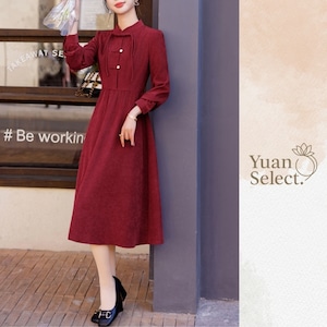 パールボタン　チャイナ風飾り紐ワンピース　YS00129